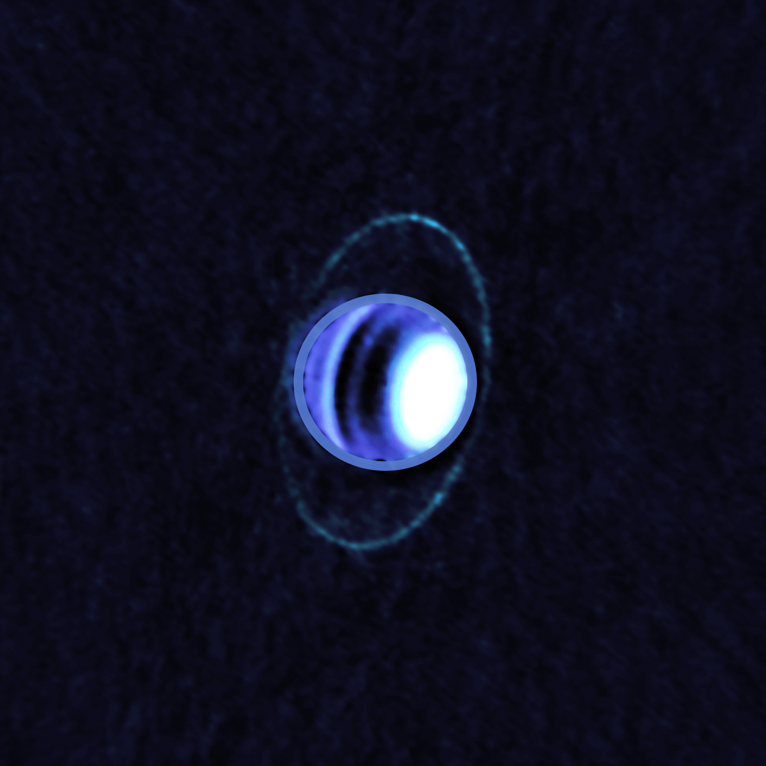 The rings of Uranus seen by ALMA (thermal emission from 77 K material). Credit: ALMA (ESO/NAOJ/NRAO); E. Molter and I. de Pater.