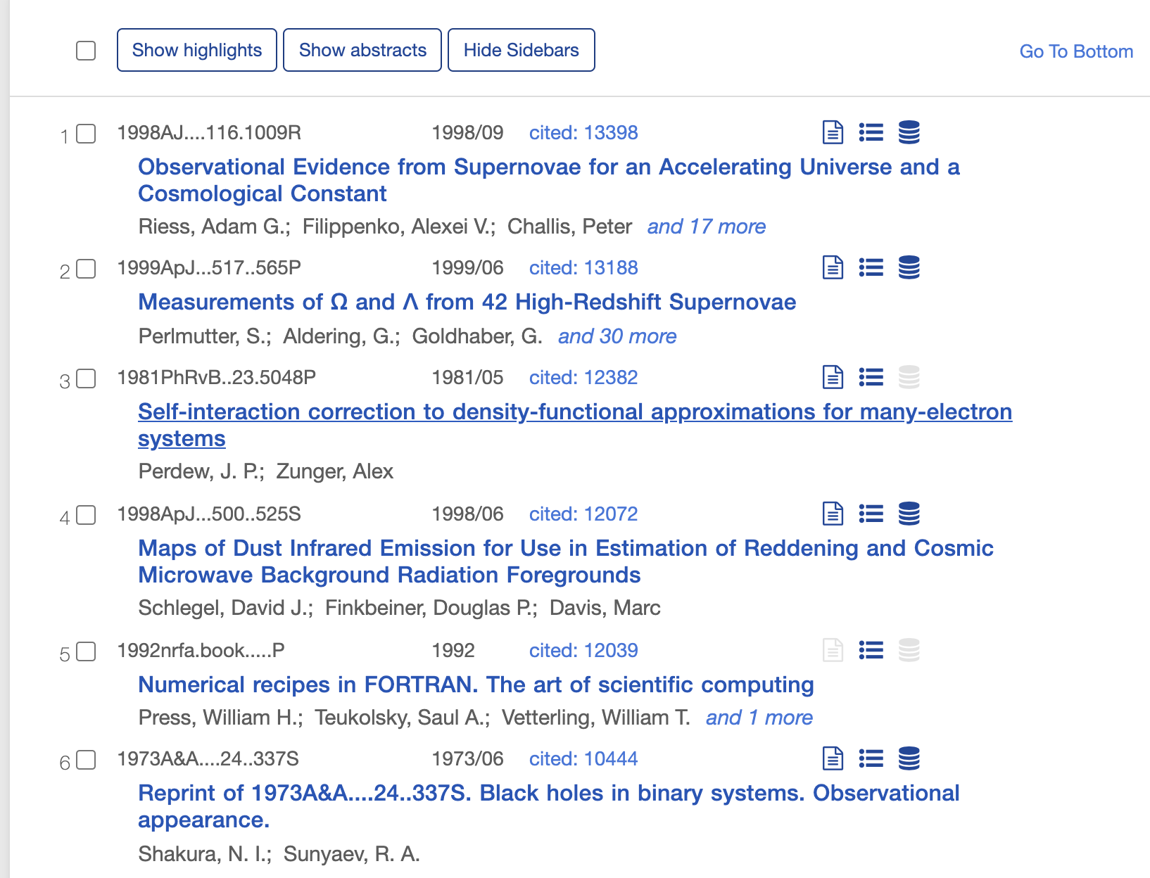 A ranking of the most highly cited astronomy papers (retrieved 10/2/2021). Note Schlegel, Finkbeiner, and Davis in 3rd place after the Riess+ and Perlmutter+ papers discovering the accelerating universe. (not sure I would classify the Perdew and Zunger paper as astronomy, despite what ADS says.)